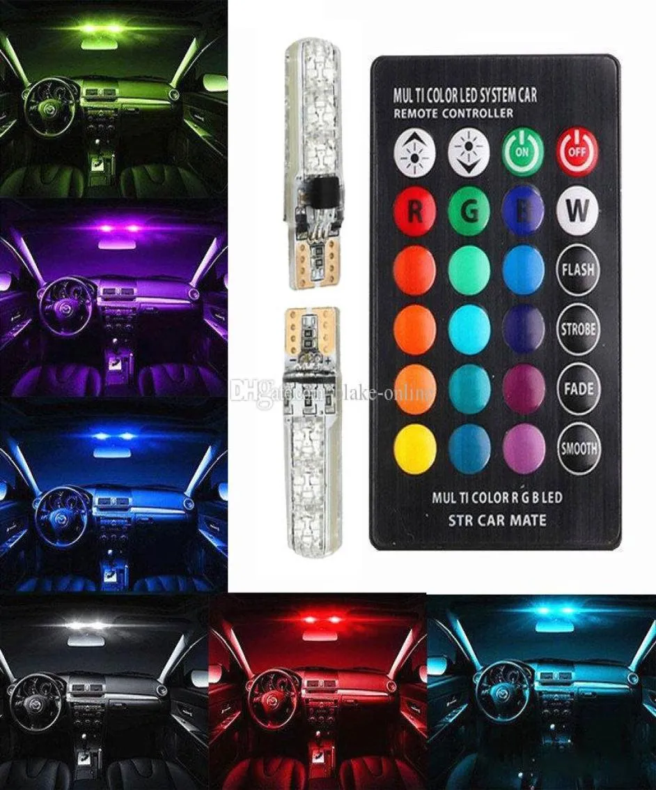 T10 W5W LED RGB CAR ACTOSPHERE LIGHT LIGHT 5050電球はリモコンインテリア照明付きオートスタイリング