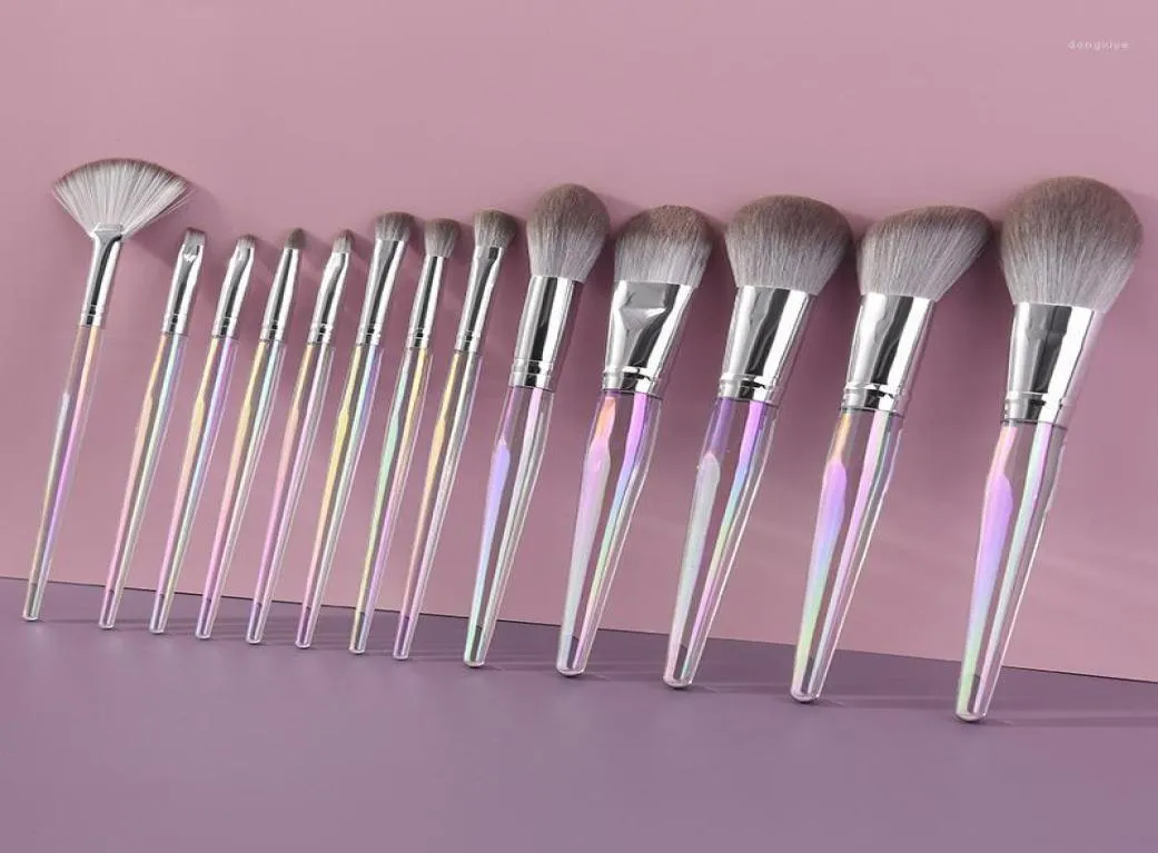 13Pcs Makeup Brushes Set Aluminum Tube Multicolor Electroplated Handle For Eyeshadow Foundation Powder Eyeliner Highlight Blush11501401