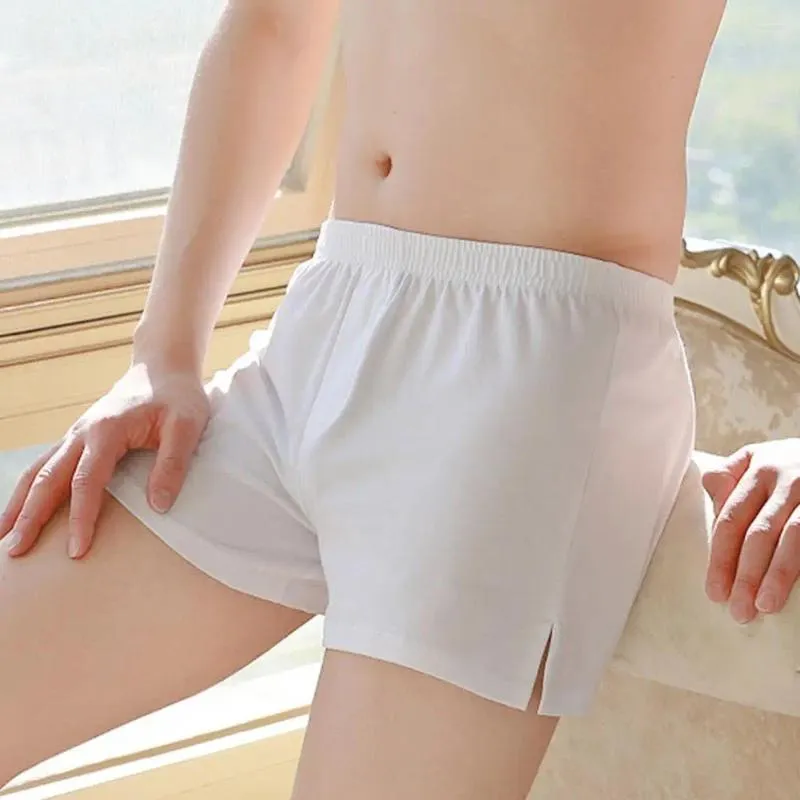 Underpants Breathable Men Mid-rise Men's Solid Color Shorts With Elastic Waist Side Split Comfortable For Home