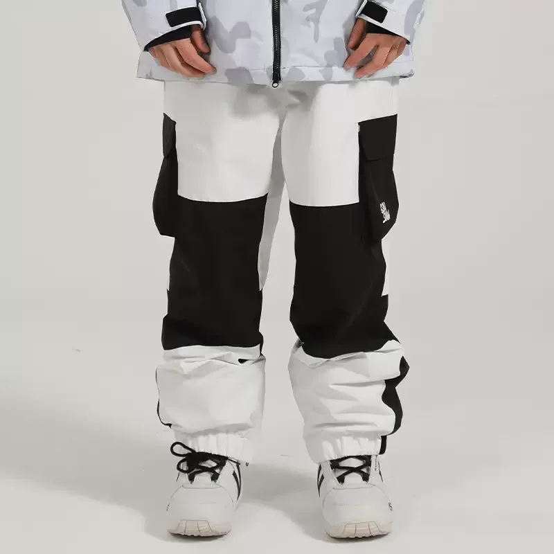 Polos Gsou pantalones de esquí de nieve para mujer snowboard de invierno engrosado patchwork de dos tonos Hip hop a prueba de viento pantalones de nieve de doble tabla impermeables