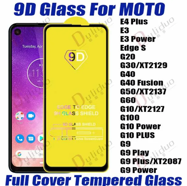 9D Full Cover Tempered Glass Phone Screen Protector för Samsung Galaxy Motorola E4 Plus E3 Power Edge S G20 G30 G40 G50 G60 G10 G16327313