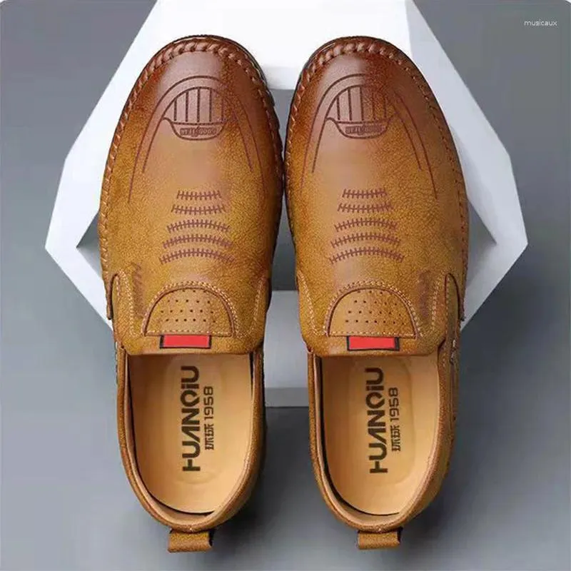 Sapatos casuais clássicos masculinos de couro genuíno respirável macio apartamentos mocassins mocassins zíper condução masculino