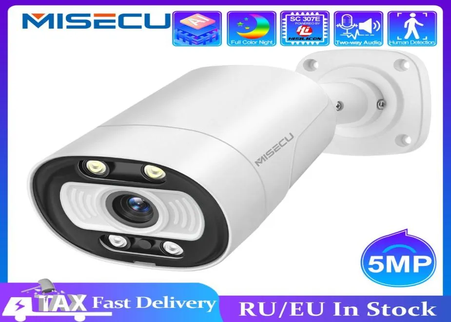 MISECU Ai caméra intelligente PoE 5MP avec Microphone haut-parleur Audio caméra de sécurité extérieure étanche Vision nocturne Surveillance vidéo7762704