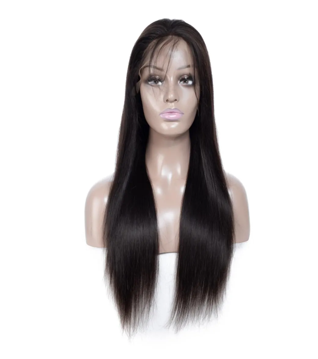 Brasiliansk jungfru hår spetsar främre peruker rakt mänskligt hår 1030 tum spets peruker naturlig färg med baby hår7085711
