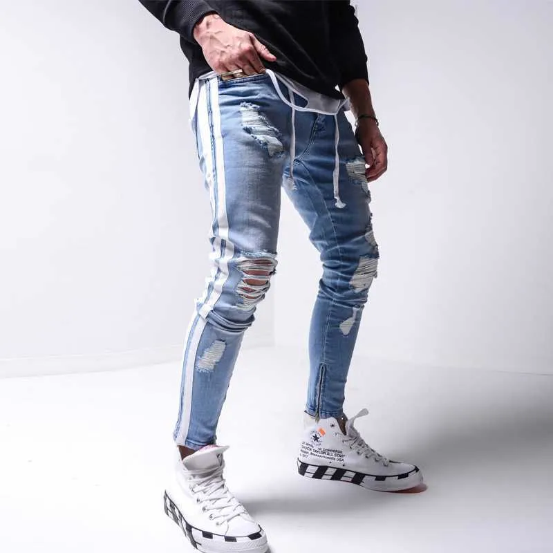 Cheap mens jeans with white stripe Best Sale Black Friday