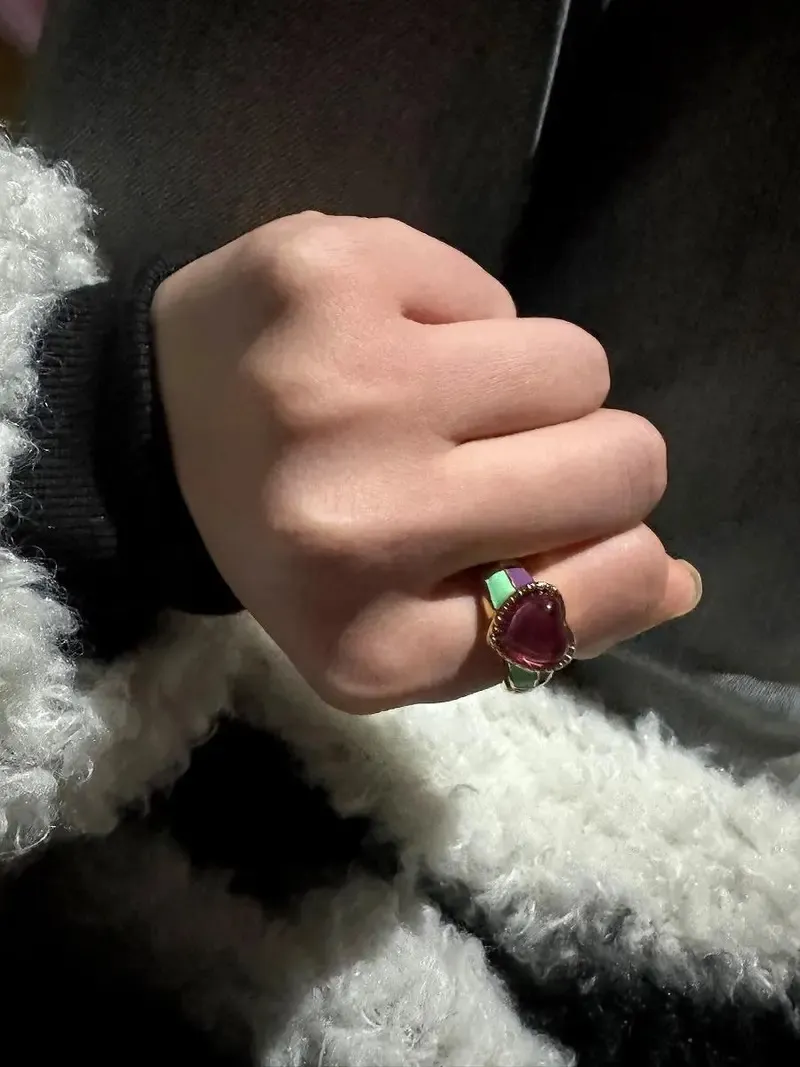 Высококачественные модные кольца с красным сердцем и бриллиантами в винтажном стиле