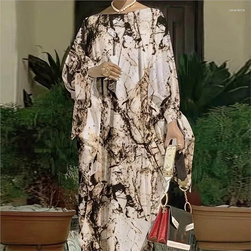 Abbigliamento etnico Abiti africani per le donne Abito lungo maxi in pizzo stampato allentato di grandi dimensioni Rob Moda musulmana Abaya Boubou Africain Femme 2024