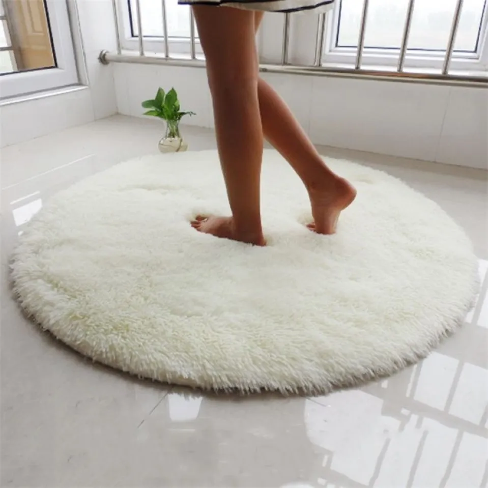 Tapis rond moelleux pour salon, Long tapis en peluche, chambre d'enfants, en fausse fourrure, pour chambre à coucher, tapis Shaggy, tapis moderne pour la maison, T20267v