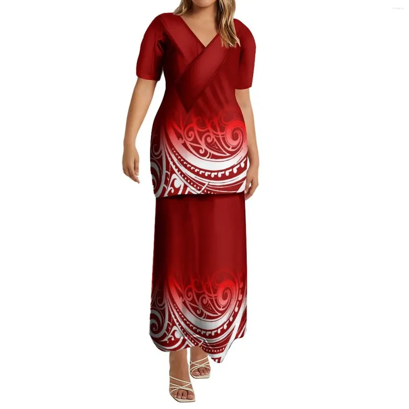 Casual Dresses 2024 Fashion Women's Dress Polynesian Tribal Design Mönster Pletasi Tvådelar Set Custom