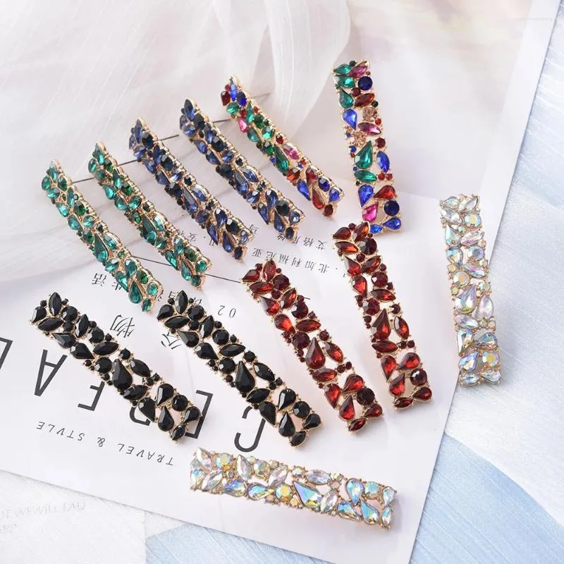 Kolczyki Dangle Rectangle Metal Colorful Rhinestone Long Drop Vintage Full Crystals Piękne akcesoria biżuterii dla kobiet hurtowych