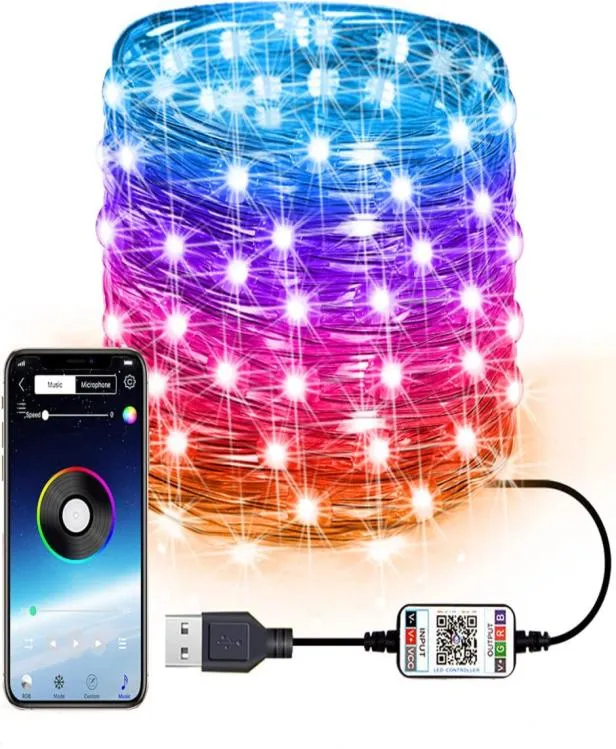 LED Smart WiFi Fairy String Lights 5M 10M 15M 20M Remote App Bluetooth Control Multimodes Color Changing Music Sync Marquee for 3772934