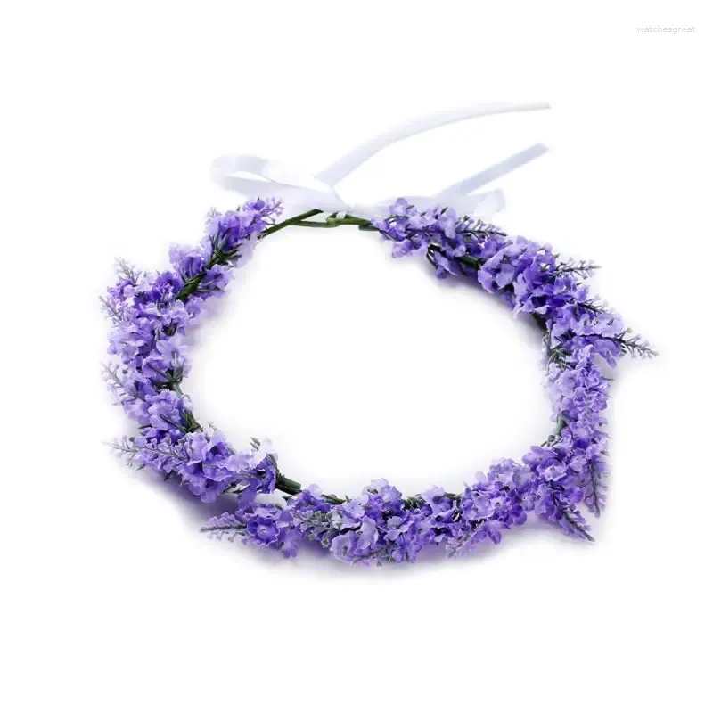 Haarclips Gesimuleerde bloemhoofdband met lint Lavendel bloemenband