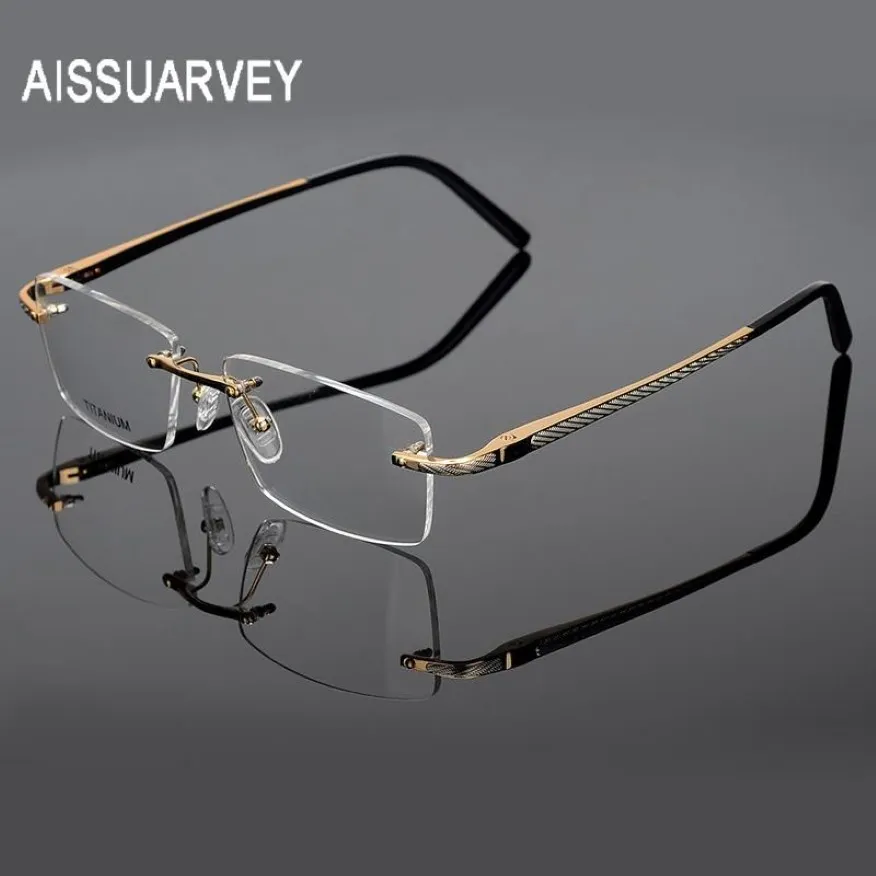 Lunettes de soleil de mode Cadres Hommes Lunettes Titanium Rimless Marque Designer Lunettes Prescription Top Qualité Lunettes Golden Business 273Q