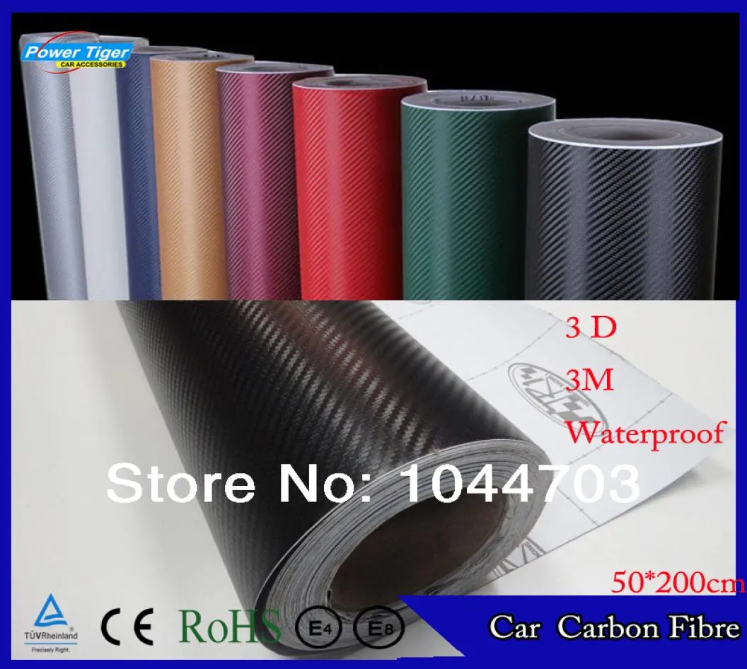 50200CM Waterproof DIY Car Sticker Car Styling 3D 3M Car Carbon Fiber Vinyl Wrapping Film With Retail packaging4919641