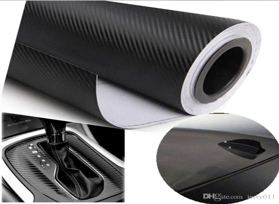 127x30cm 3D Black Carbon Fiber Vinyl Film Carbon Fiber Car Wrap Sheet Roll Film Tools Sticker Clister Decal Car Styling1631254