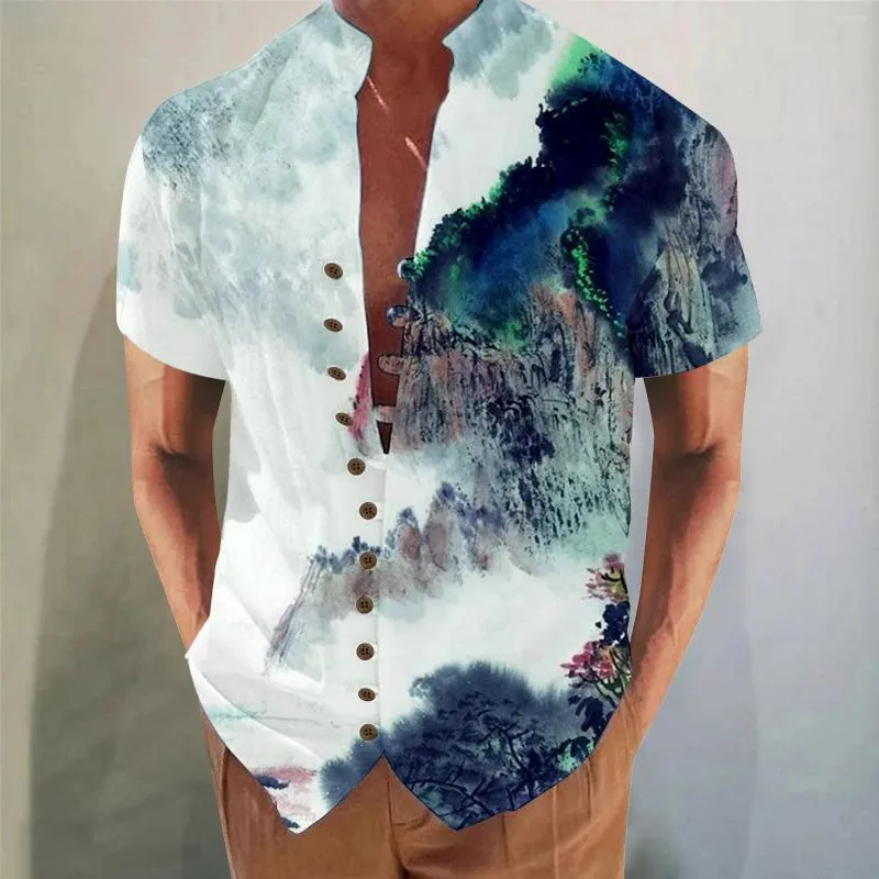 Mens t Shirts Short Sleeve Shirt Summer Casual Floral Printing Beach Holiday x 1