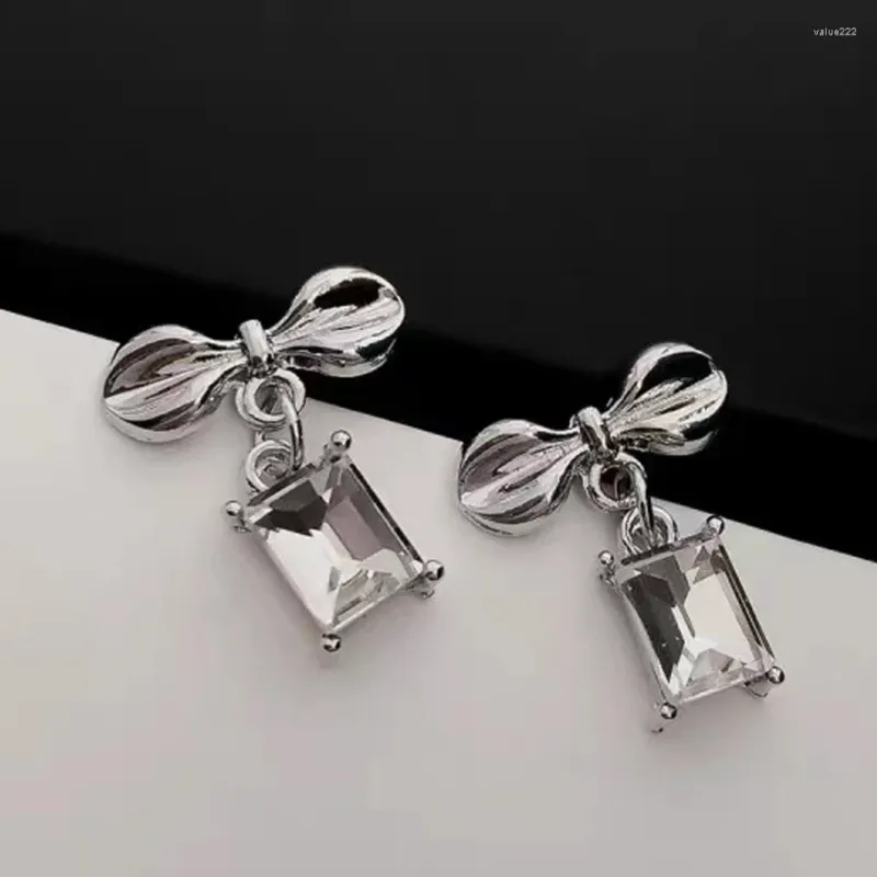Stud Earrings Trend Crystal Bow Tie For Women S925 Silver Plated Sparkling Rhinestone Ear Studs Charm Girl Hoops Jewelry Gift