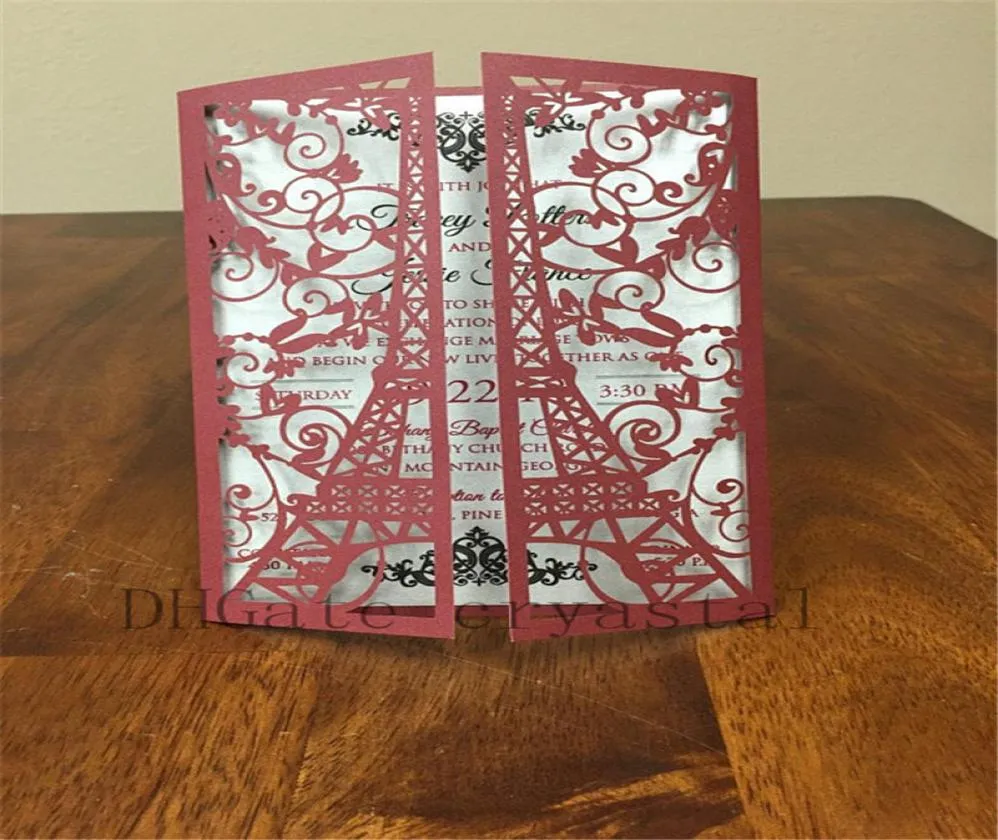 Tour Eiffel Paris Invitations de mariage découpées au laser Invitations de Quinceanera Découpées au laser Sweet 15 Invitations Thème français3 Découpe laser31438318