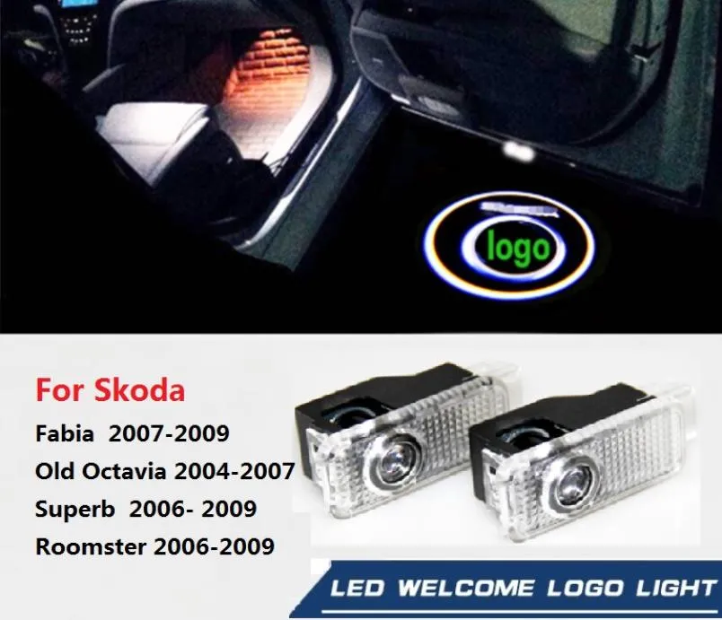 Para SKODA Superb Oktavia Fabia 09 Octavia 0407 Roomster 20062009 Sem perfuração LED Ghost Shadow Projetor Laser Logotipo de cortesia Ligh8721271