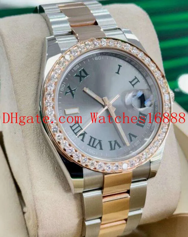 Top Quality 41mm Wimbledon Dial 126301 Acciaio inossidabile 18k Oro rosa Personalizzato Lunetta con diamanti Orologio meccanico automatico da uomo Orologio da polso da uomo con data