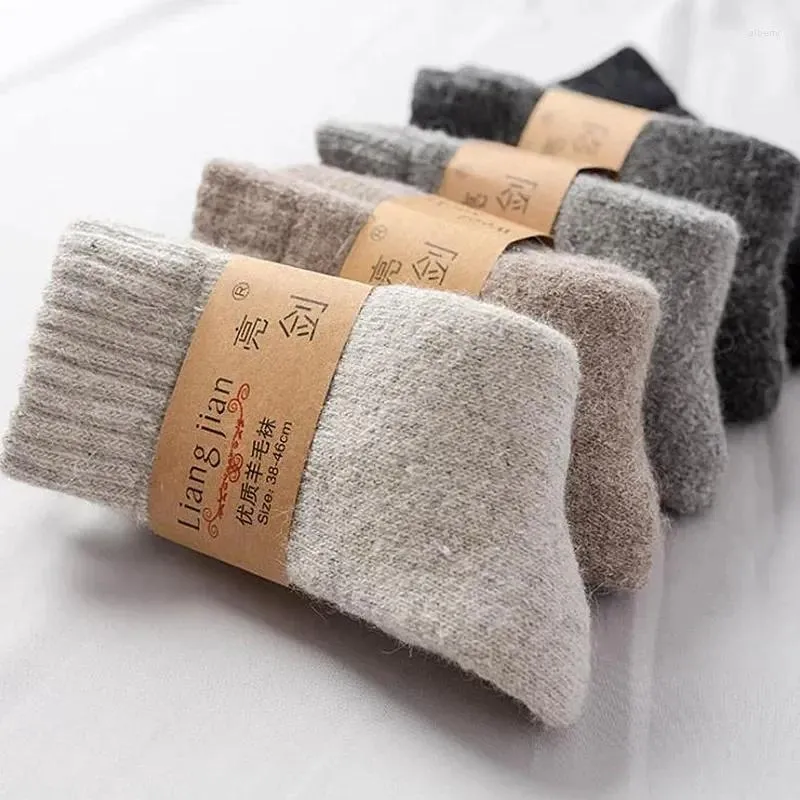 Men's Socks Men Super Thicker Solid Sock Merino Wool Against Cold Snow Russia Winter Warm Funny Happy Male