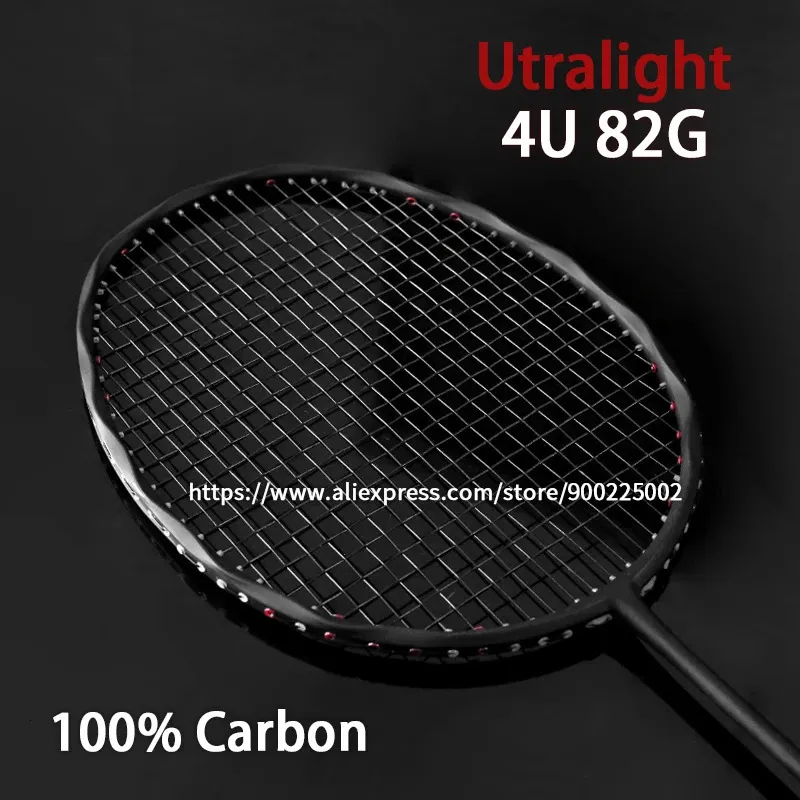 Racchette da badminton in fibra di carbonio 4U Racchette professionali di tipo offensivo con corde per borse 22-30LBS Racchette Speed ​​Sport 240227