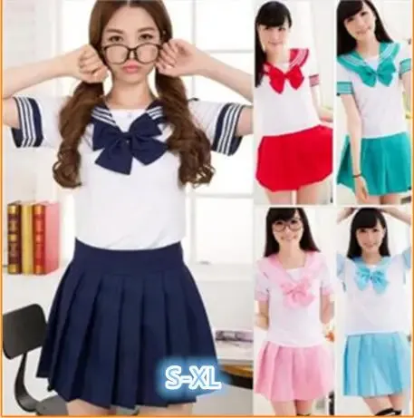 Uniformes escolares japoneses de verano anime cosplay traje de marinero topstieskirt de manga corta Uniforme de estudiantes de estilo preppy azul marino para niña 240226
