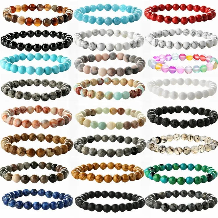 Custom 8mm 8mm Round Beads Stretch Bracelet Natural Stone Bracelet For Women 2462