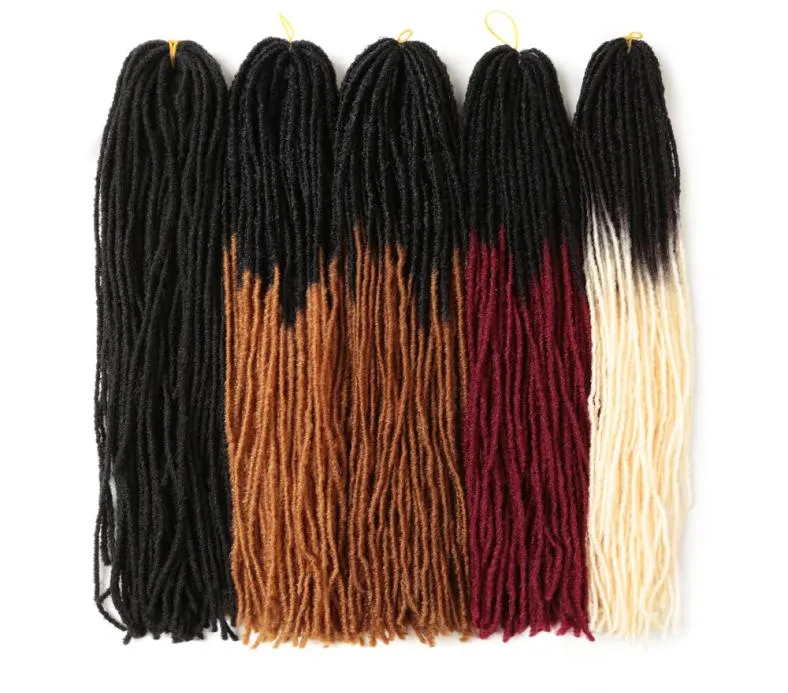 Dreadlock Afro Crochet tresses Ombre ou couleur Pure 18 pouces Blonde brun Bug cheveux synthétiques pour les femmes Faux Locs Crochet Hair7166348