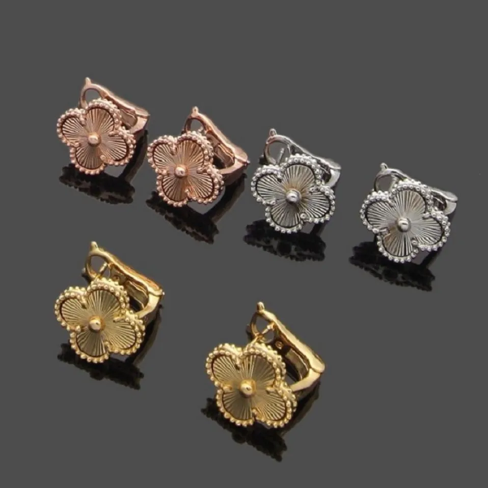 Luxus-Designer-Ohrringe mit Schraubverschluss, vierblättriges Kleeblatt-Ohrringe, modischer 18-Karat-Gold-Ohrring für Damen, Schmuck227H