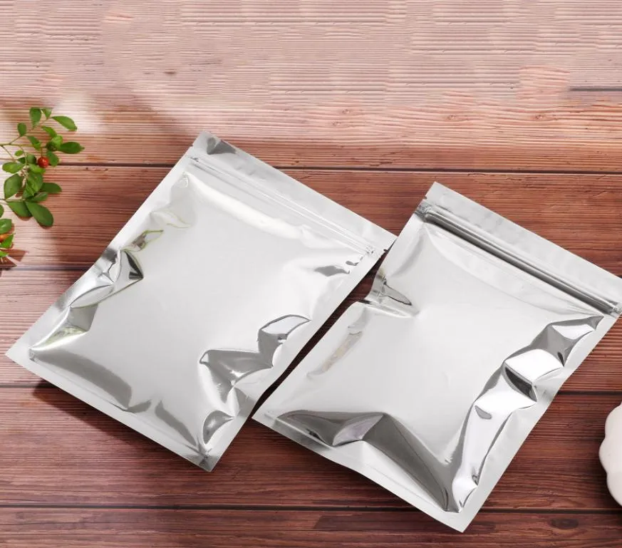 100pcs aluminum foil silver zip lock resealable packaging bags zipper glossy mylar packing pouch coffee package bag1505487