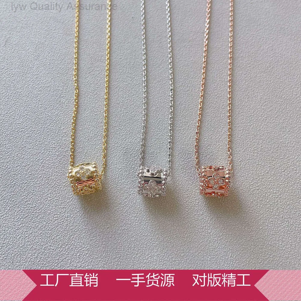 Collier de trèfle de créateur VanClef, collier de kaléidoscope de feuillage, Seiko, mode polyvalente, pendentif de rosée, chaîne en or