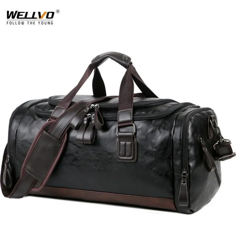Bolsas de lona para hombre, bolso de viaje de cuero de calidad, bolso de mano, bolso de viaje informal, bolso de fin de semana grande XA631ZC2424