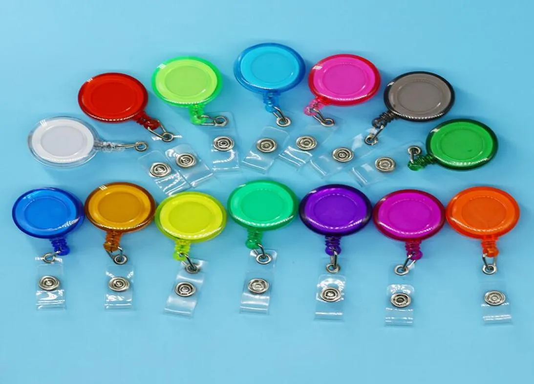 Durable ID Card Clip Holder Nom Tag Card Key Badge Reels Round Solid Work Card Fermoir Coloré ClipOn rétractable Pull Reel8363396