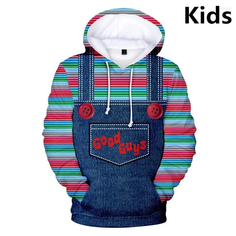 Hoodies masculinos 3 a 14 anos crianças o mal bons rapazes brinquedo meninos meninas moletom com capuz halloween chucky casaco crianças roupas