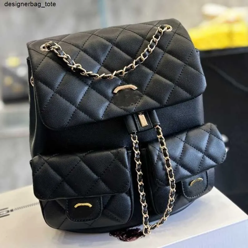 2024 New Designer Backpack stylish black backpack rhombus Chain Womens Cowhide Travel Bag Handbag