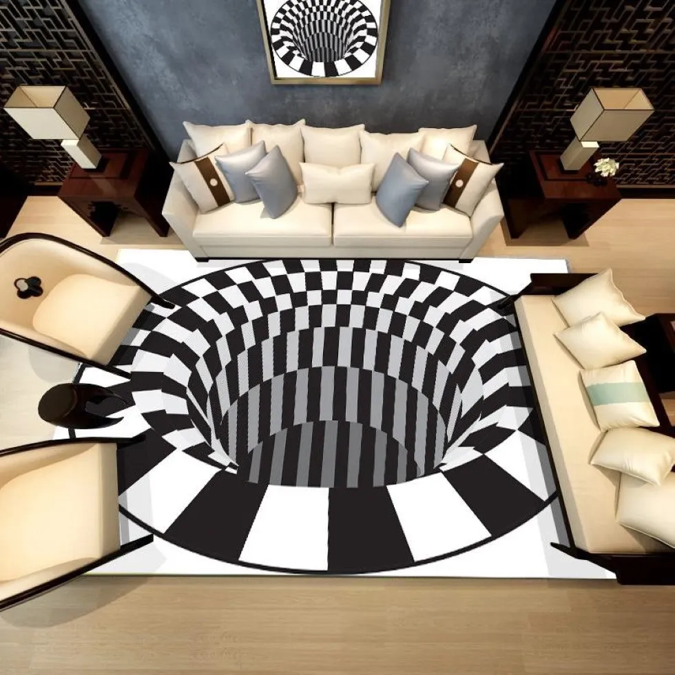 3d tapetes moda ilusão óptica antiderrapante banheiro sala de estar tapete 3d impressão quarto cabeceira mesa café carpet287l