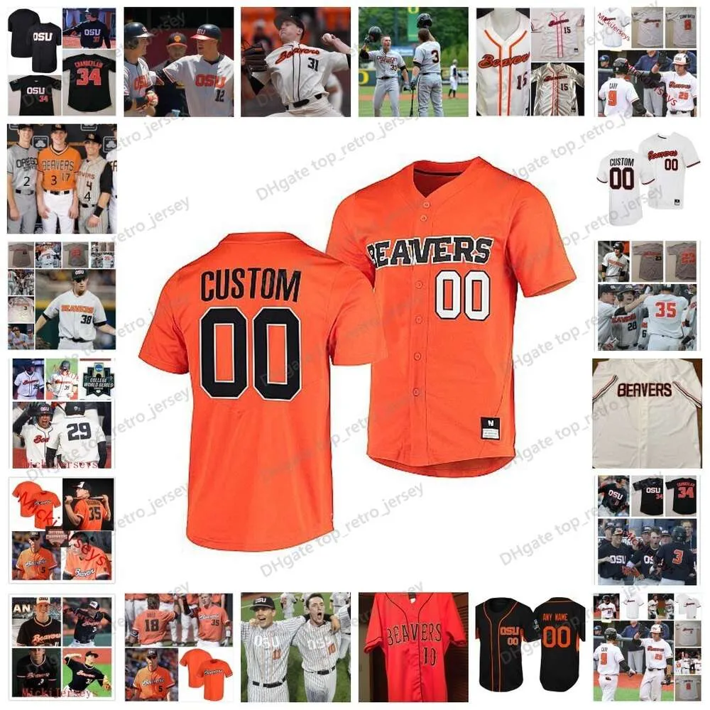 2022 NCAA Custom Oregon State Beavers 스티치 야구 저지 13 TJ Wheeler 14 Thomas Dukart 15 Kyle Dernedde 16 Reid Sebby 17 Brady Kasper 18 Wilson Weber Osu Jersys