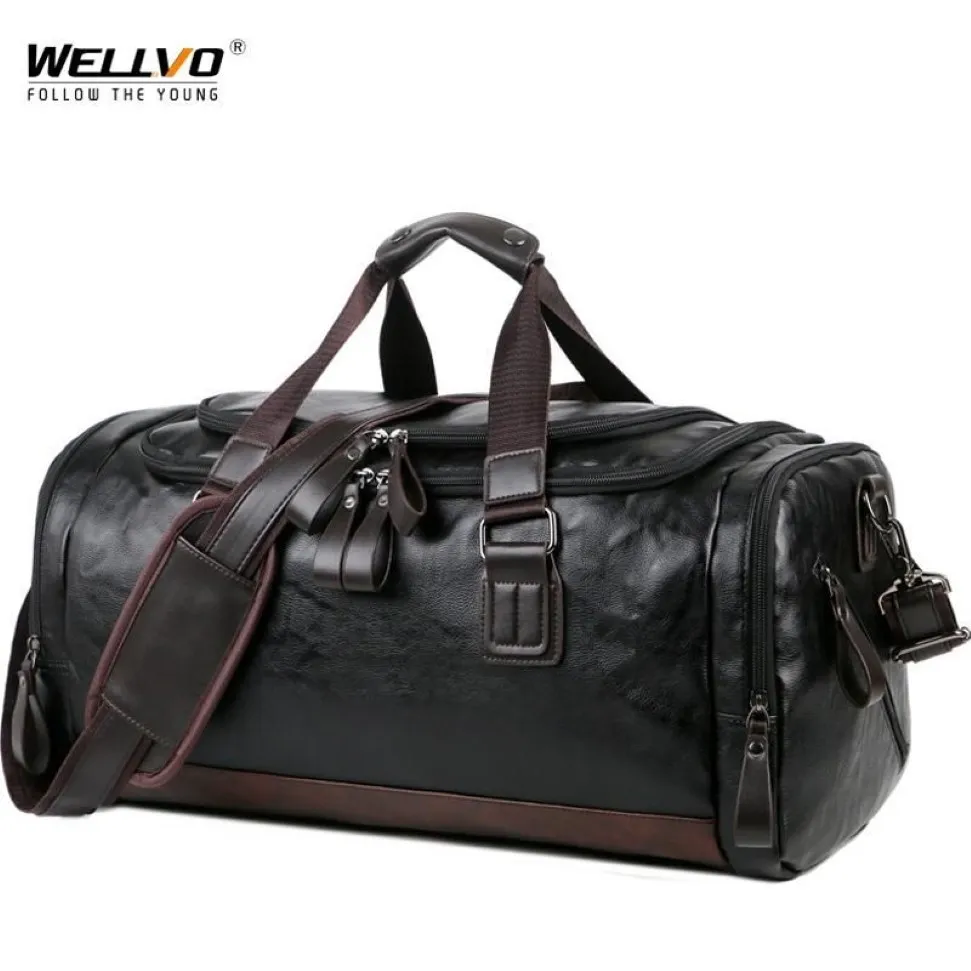 Duffel Bags Men Quality Leather Travel Carry On Luggage Bag Handbag Casual Traveling Tote Large Weekend XA631ZC278r