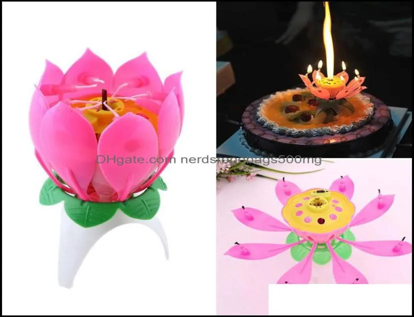 Kerzen Blume SingleLayer Lotus Geburtstagskerze Party Musik Sparkle Kuchenkerzen Drop Lieferung 2021 Cxzm53465474