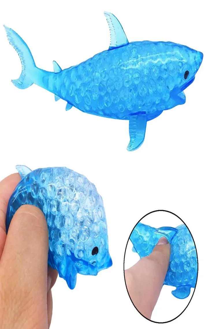 Spongy Shark Bead Stress Ball Toy Squeezable Squishies Toy Stress Relief Rolig långsam rebound leksaker för barn pojkar och5858102