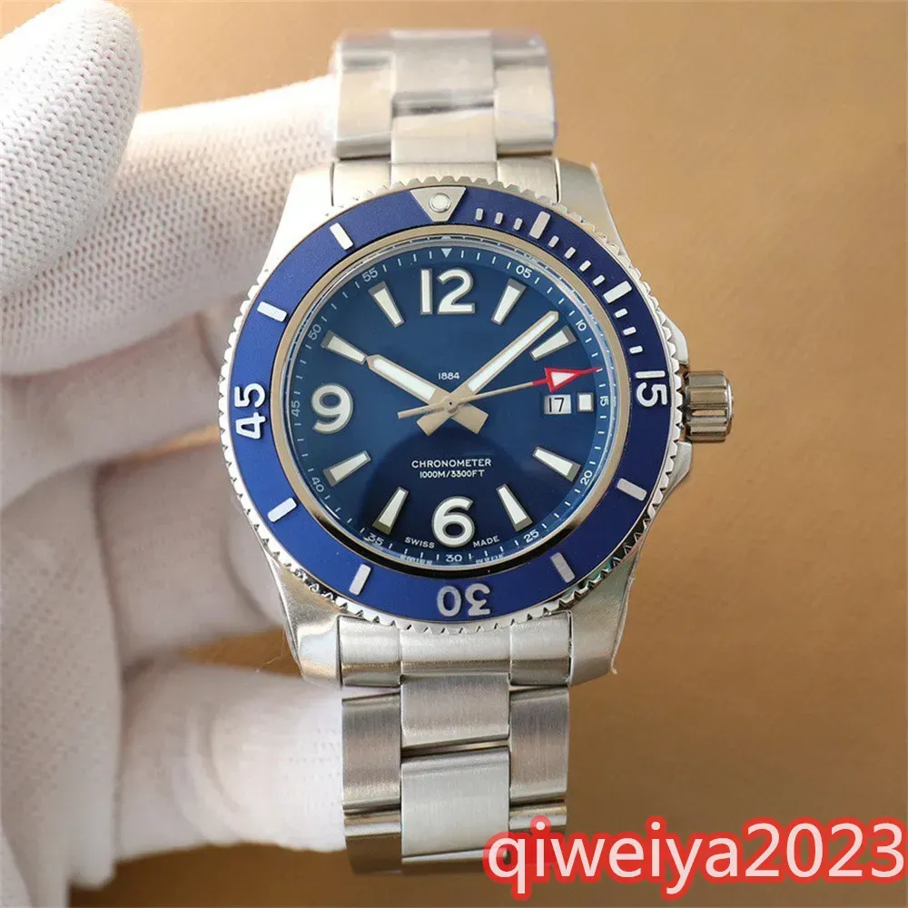 U1 TOP AAA Bretylizowanie luksusowe męskie zegarek Super Ocean Rotatable Rame Supercean czarna gumowa stal nierdzewna szafir szklar