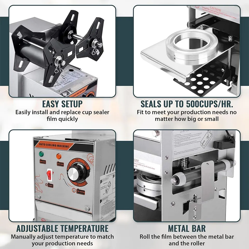カップシーリングマシンセミ自動カップシーラー90/95mm 400-500カップ/hバブルミルクティー用