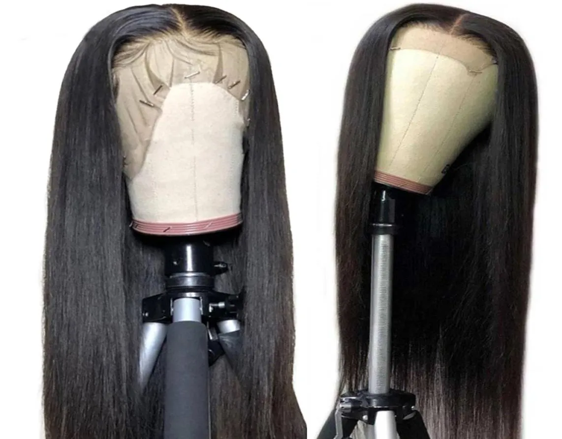 Brezilyalı ipeksi düz dantel ön insan saç perukları 130 Yoğunluk Glueless tam dantel peruk Bebek saçlı doğal saçlar8695931