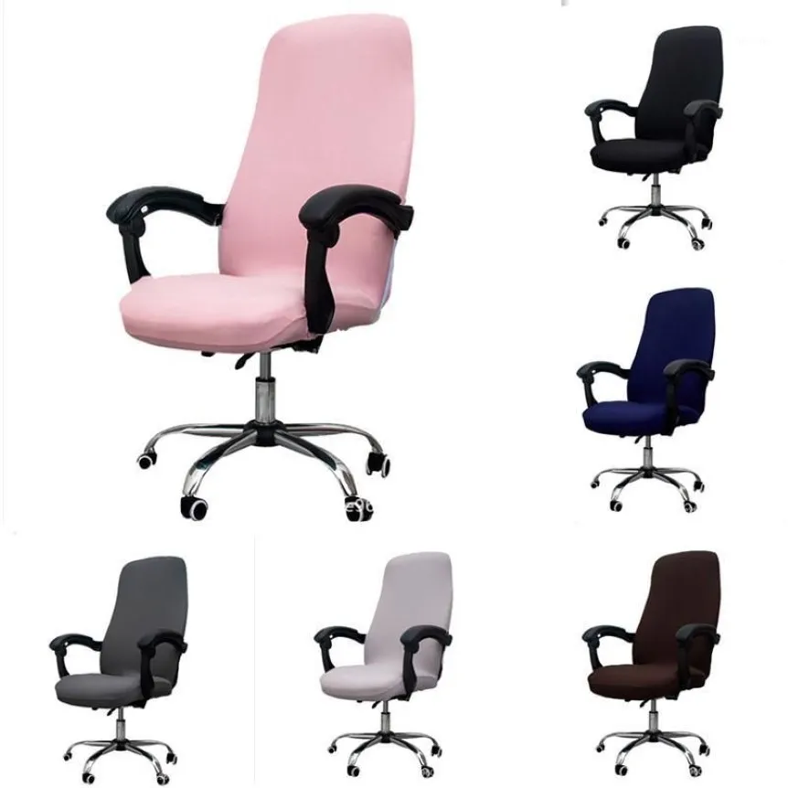 Мягкие офисные эластичные чехлы на стулья из спандекса, однотонные противогрязные чехлы на стулья для компьютерных сидений, съемные чехлы для офисных сидений1274M