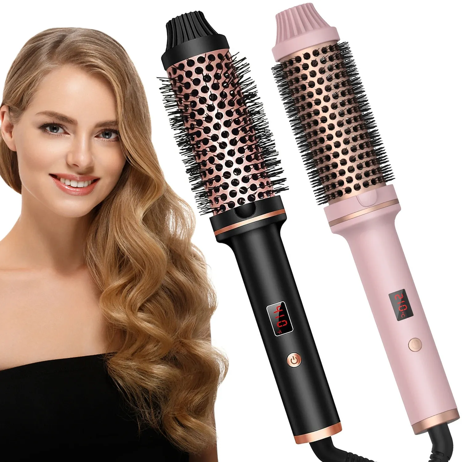 Thermal Brush 15 in Heated Curling Ceramic Comb Volumizing Iron Travel with 240226