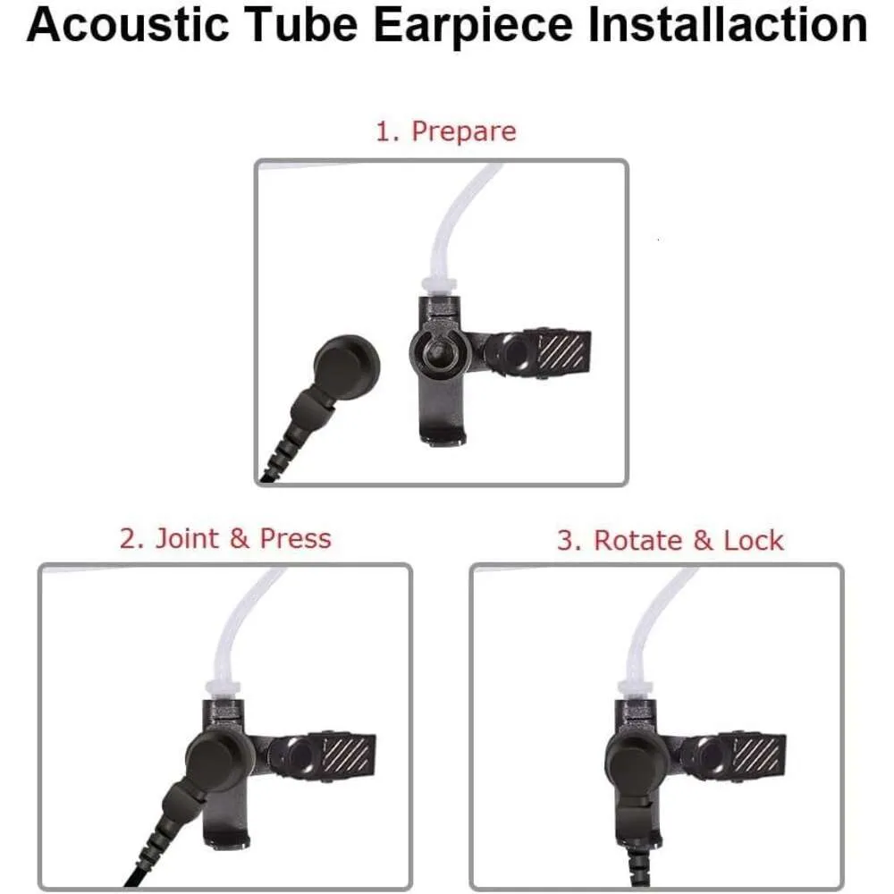 Acoustic Tube Walkie Talkie Earpiece with PTT Mic for Motorola Wave TLK100 TLK110 SL3500e SL7550 SL7550e SL7580 SL7580e SL7590 SL7590e