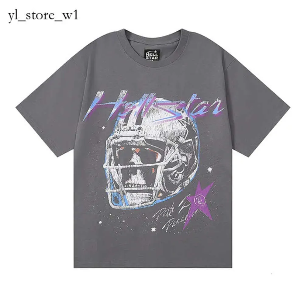 Designers Fashion Hellstar Mens Woman Lårkvalitet Skjorta Grafisk tee Hipster Washed Fabric Street Graffiti Bokstäver Folie Print Vintage T Shirt 6395