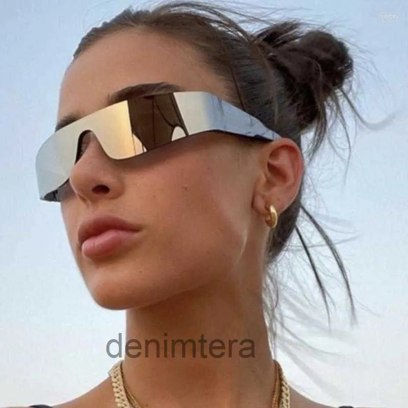 Sunglasses 2000s Aesthetic Y2k Men One Piece Sports Sun Glasses Women Vintage Wrap Around Shades Fashion Punk Goggle Eyewear DS65