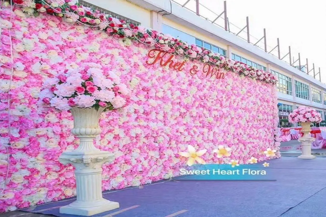 10pcslot 60x40cm Flower Wall Silk Rose Tracery Wall Encryption Floral Bakgrund Artificial Flowers Creative Wedding Stage 2043534